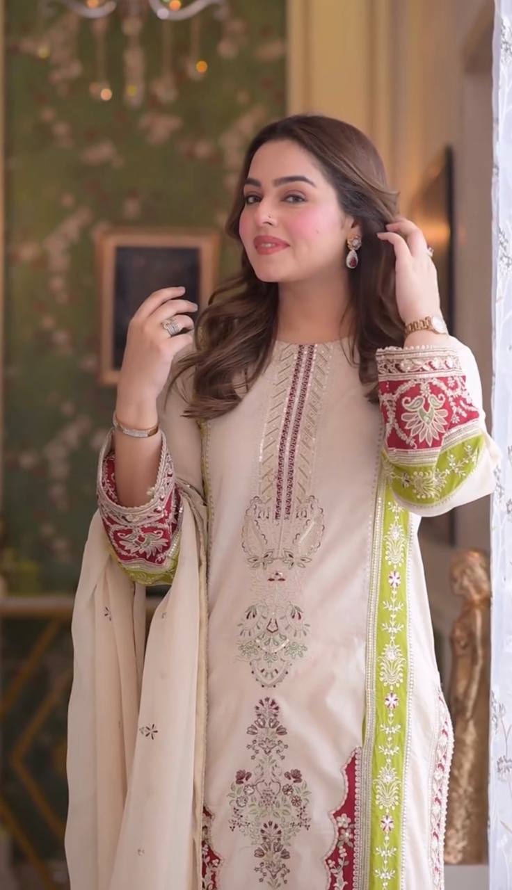 Embroidered Panel Straight Salwar Suit