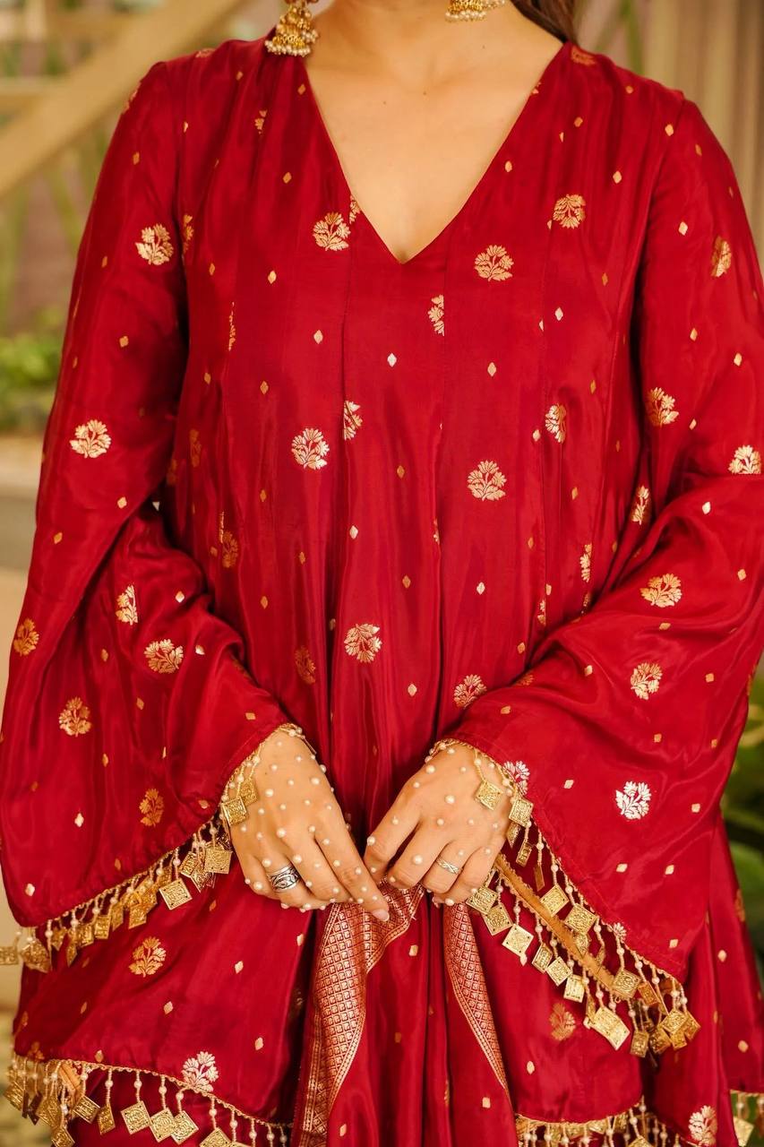 Dazzling Charm A Portrait in Red and Gold