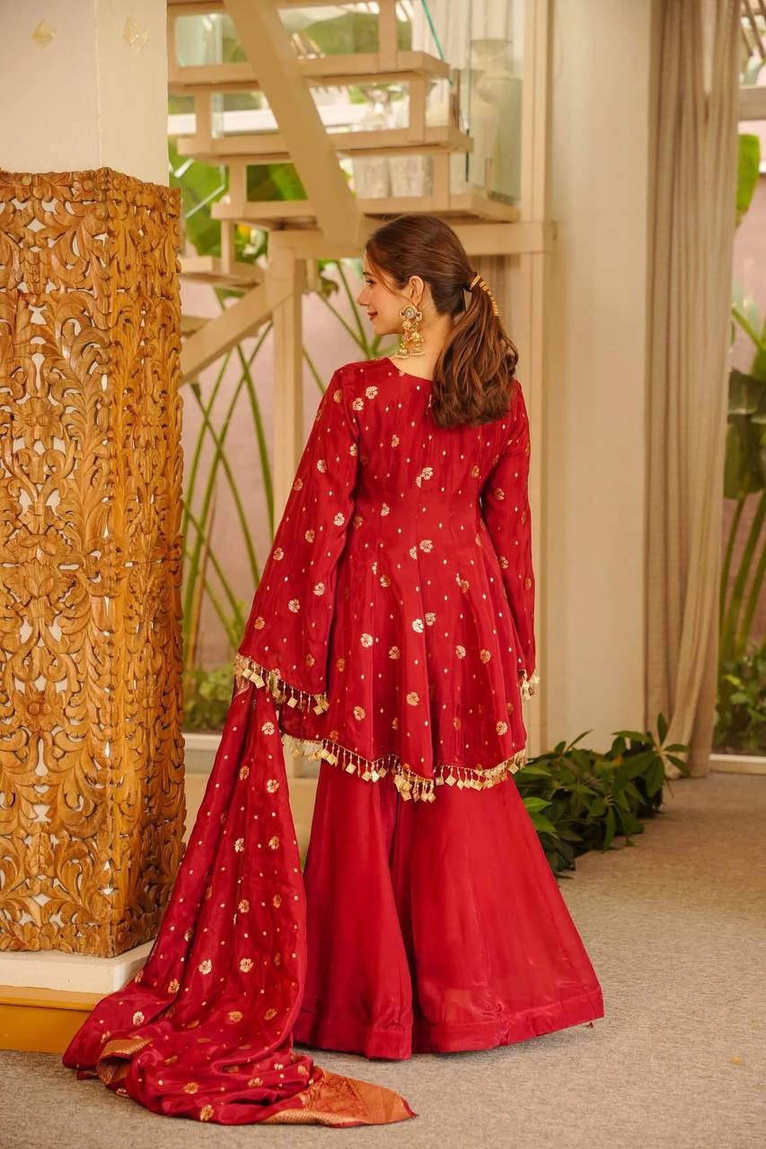 Dazzling Charm A Portrait in Red and Gold