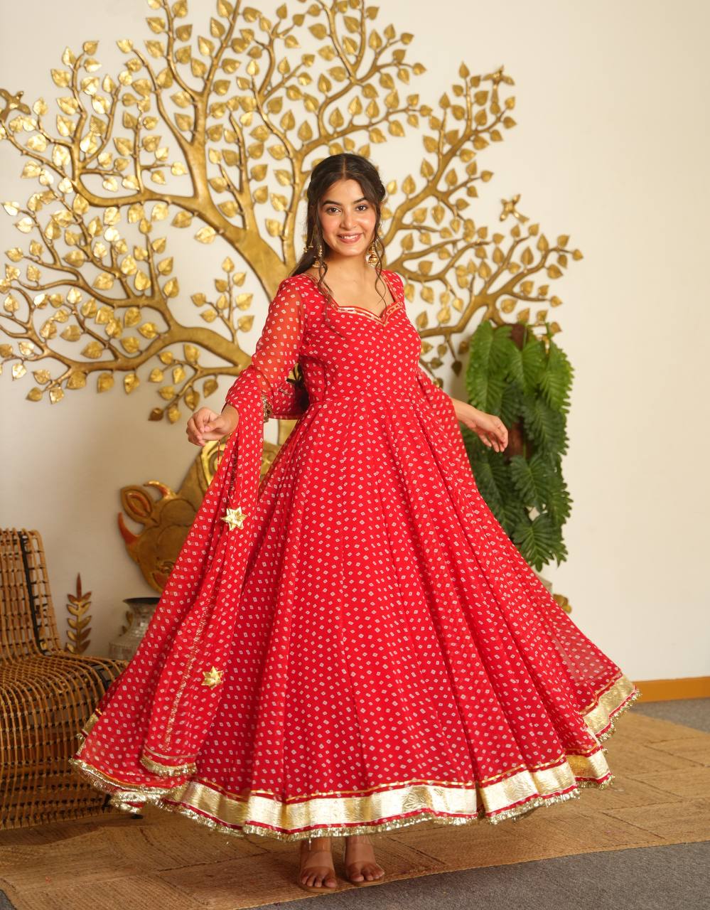 Graceful Indigo Anarkali Dress Adorned with Gold