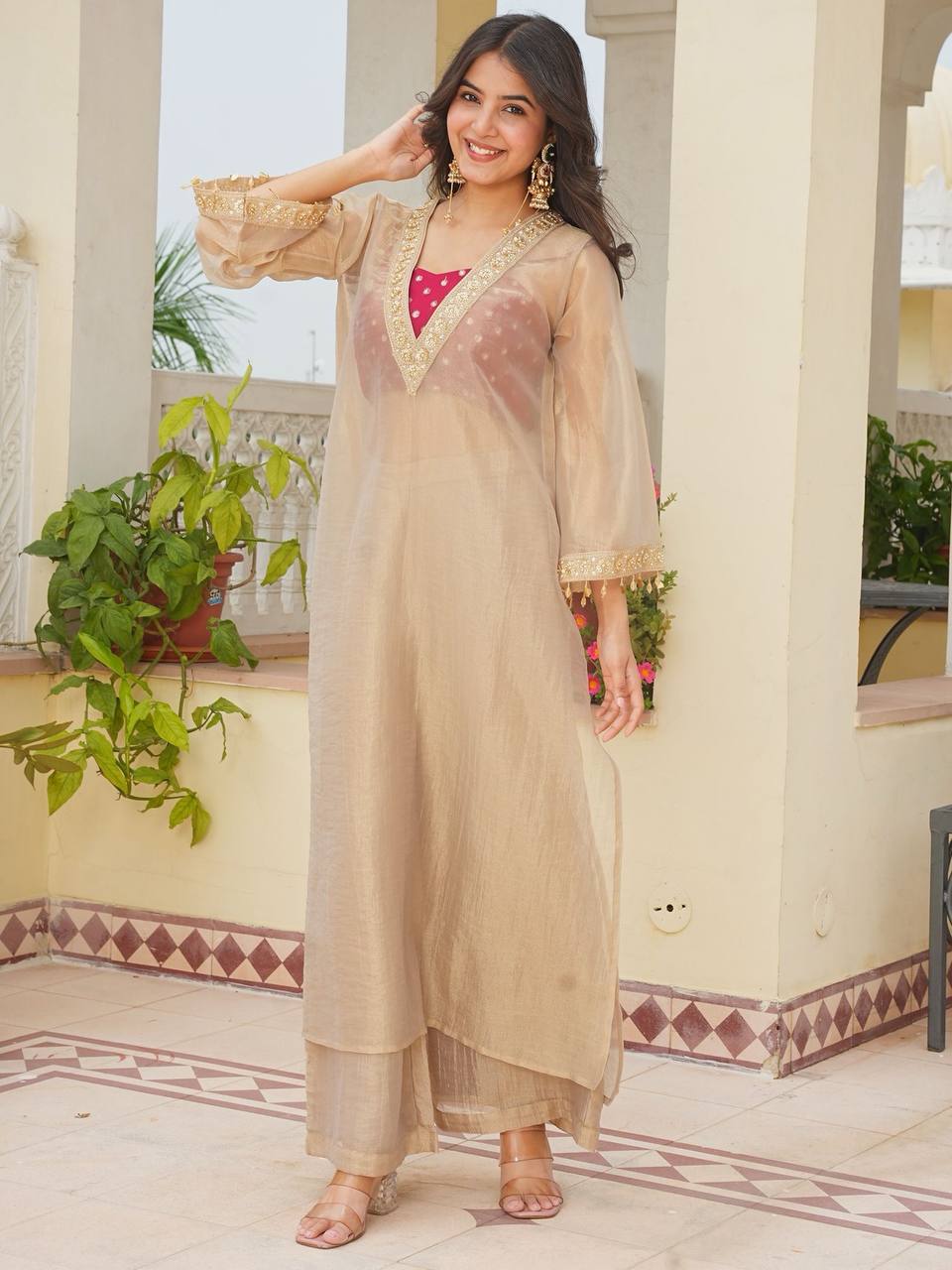 Graceful Beige Kurta Suit for Fashion Forward Women