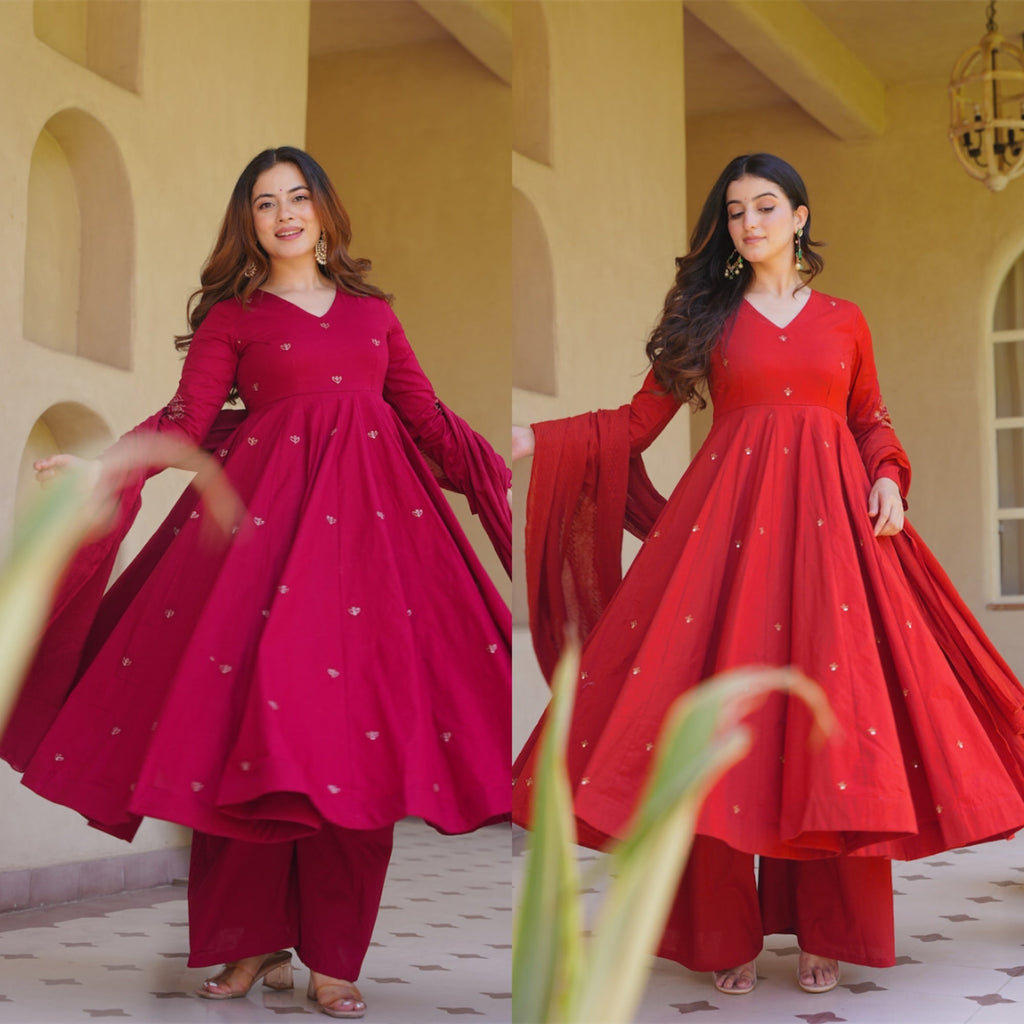 Woman wearing elegant traditional Anarkali suit