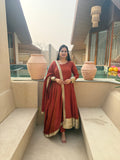 Traditional Orange Anarkali Suit Look