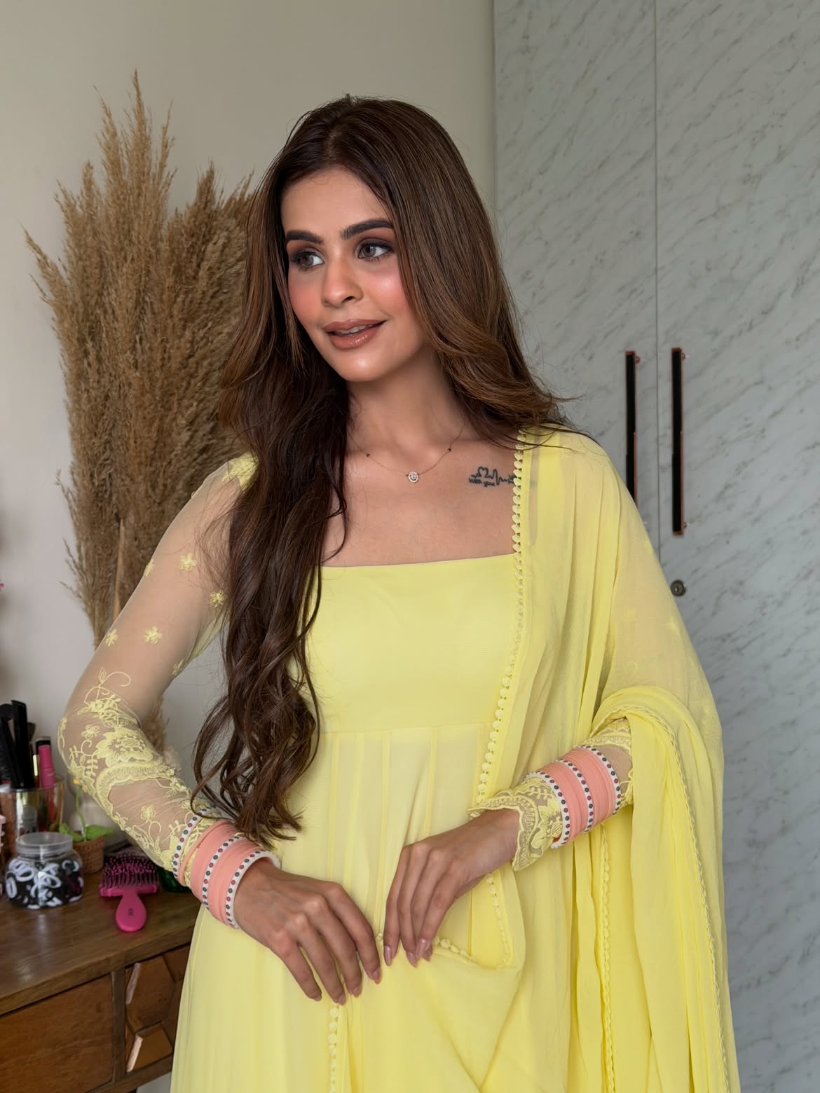 Radiant Yellow Georgette Embroidered Suit Elegance