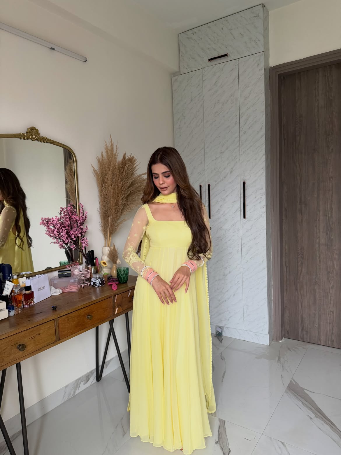 Radiant Yellow Georgette Embroidered Suit Elegance
