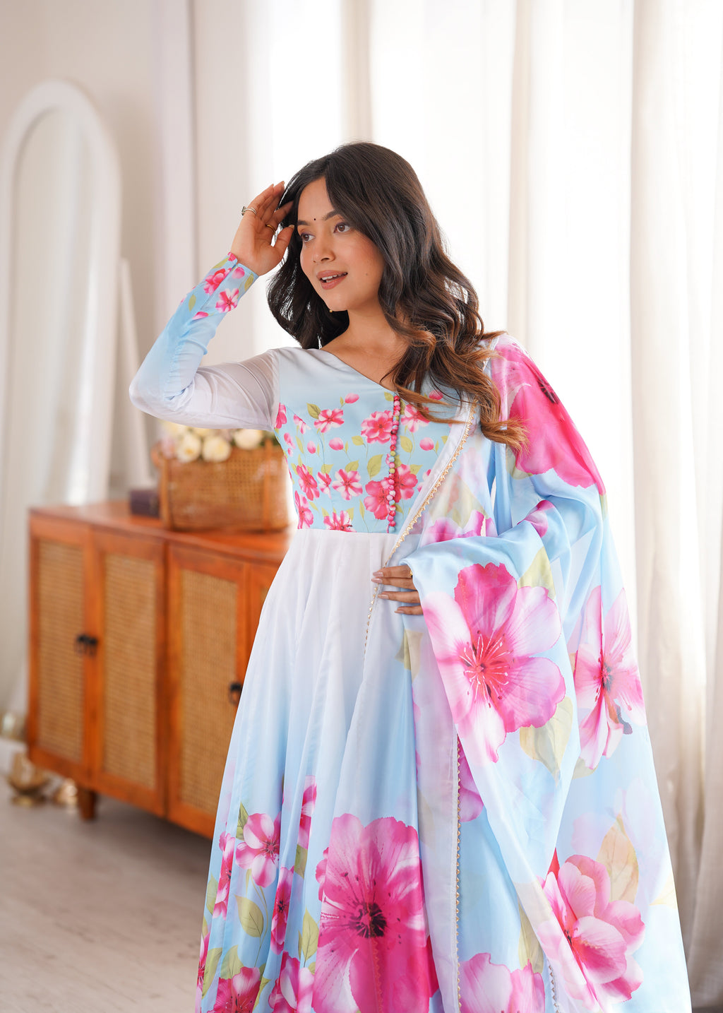 Chic Blue Floral Dress for Stylish Women
