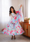 Chic Blue Floral Dress for Stylish Women