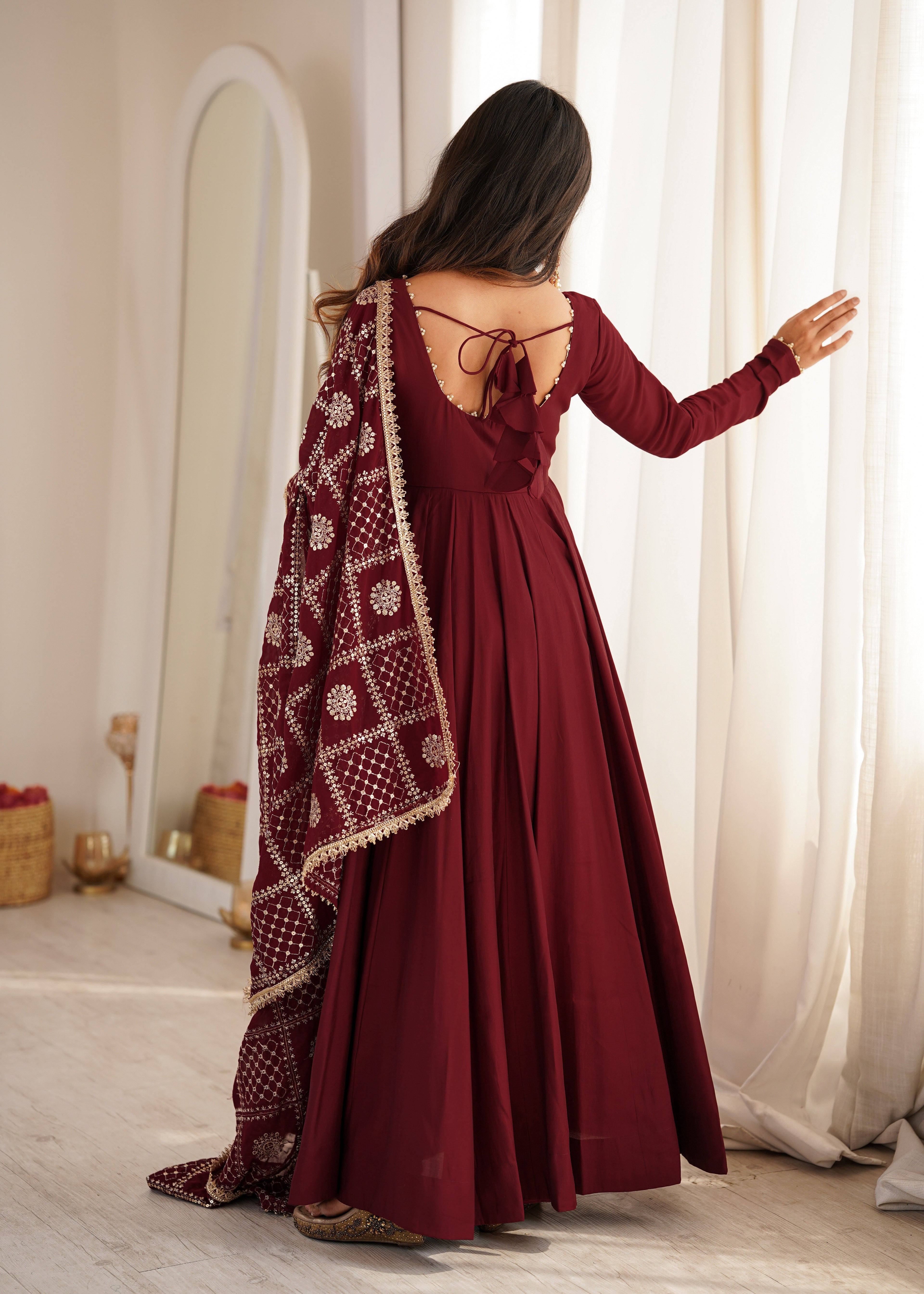 Captivating Charm Maroon Dress in the Spotlight