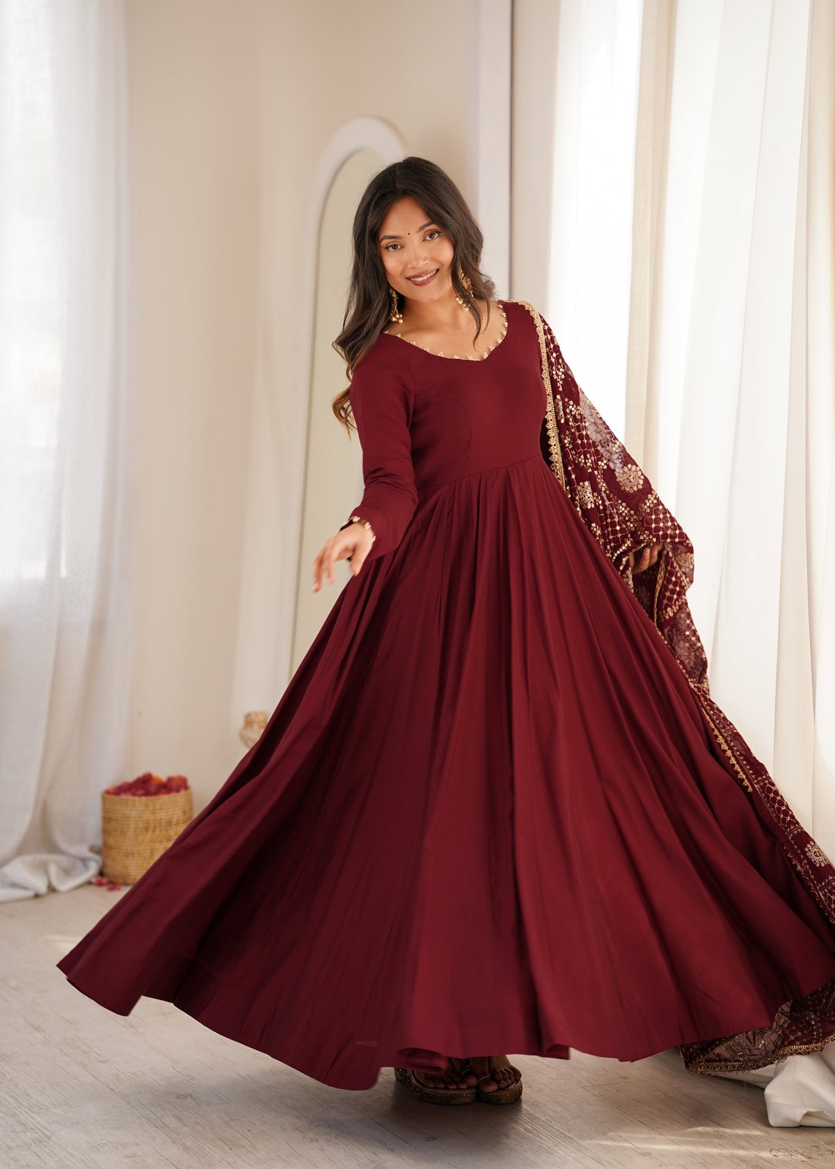 Captivating Charm Maroon Dress in the Spotlight