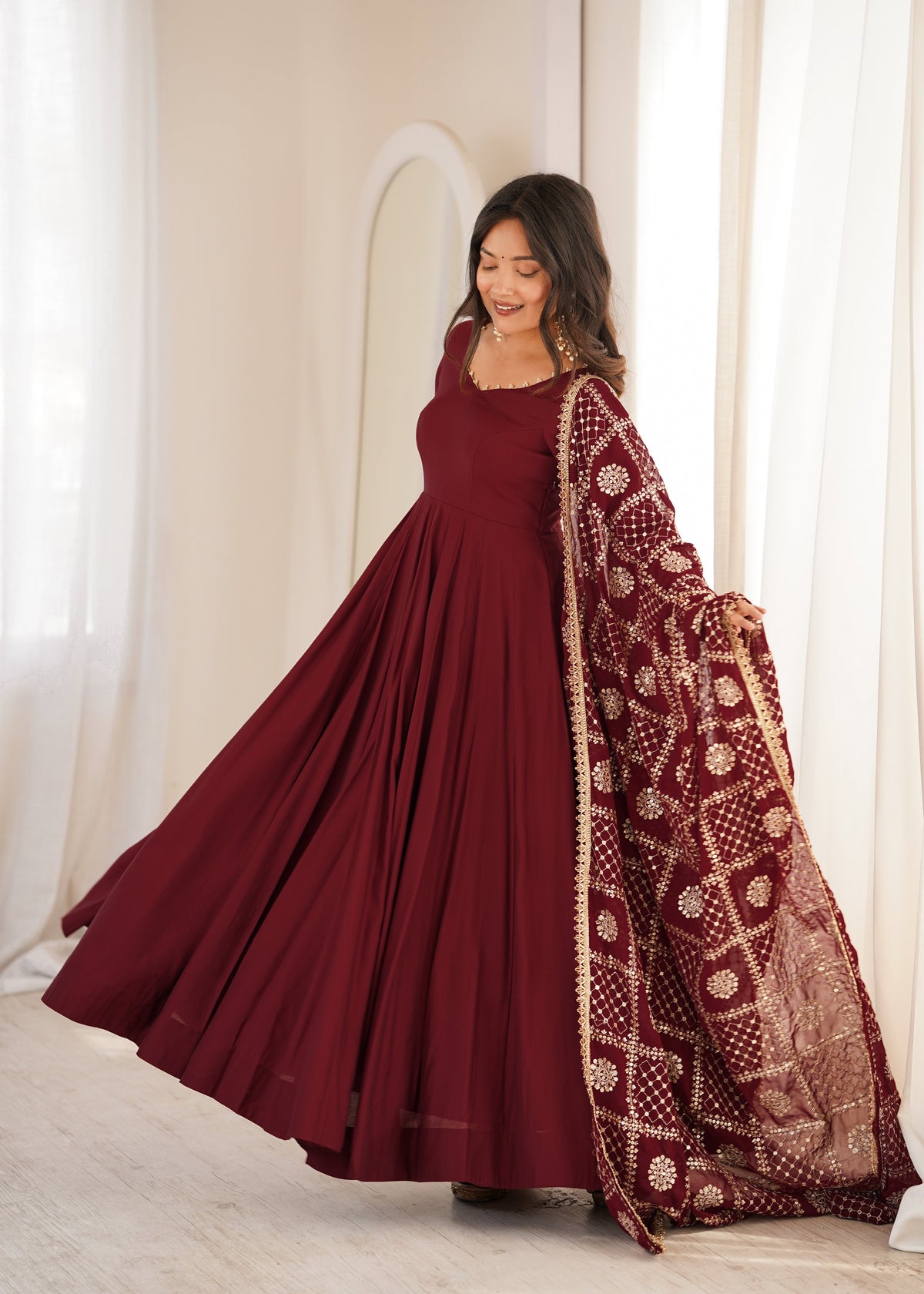 Captivating Charm Maroon Dress in the Spotlight