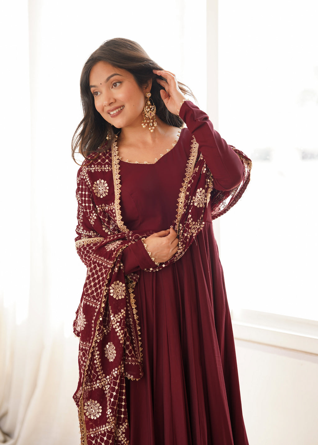 Captivating Charm Maroon Dress in the Spotlight