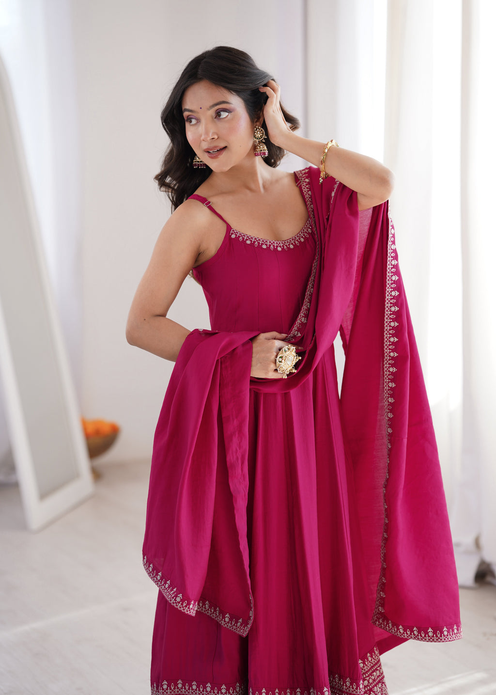 Elegant Pink Anarkali Dress for Women
