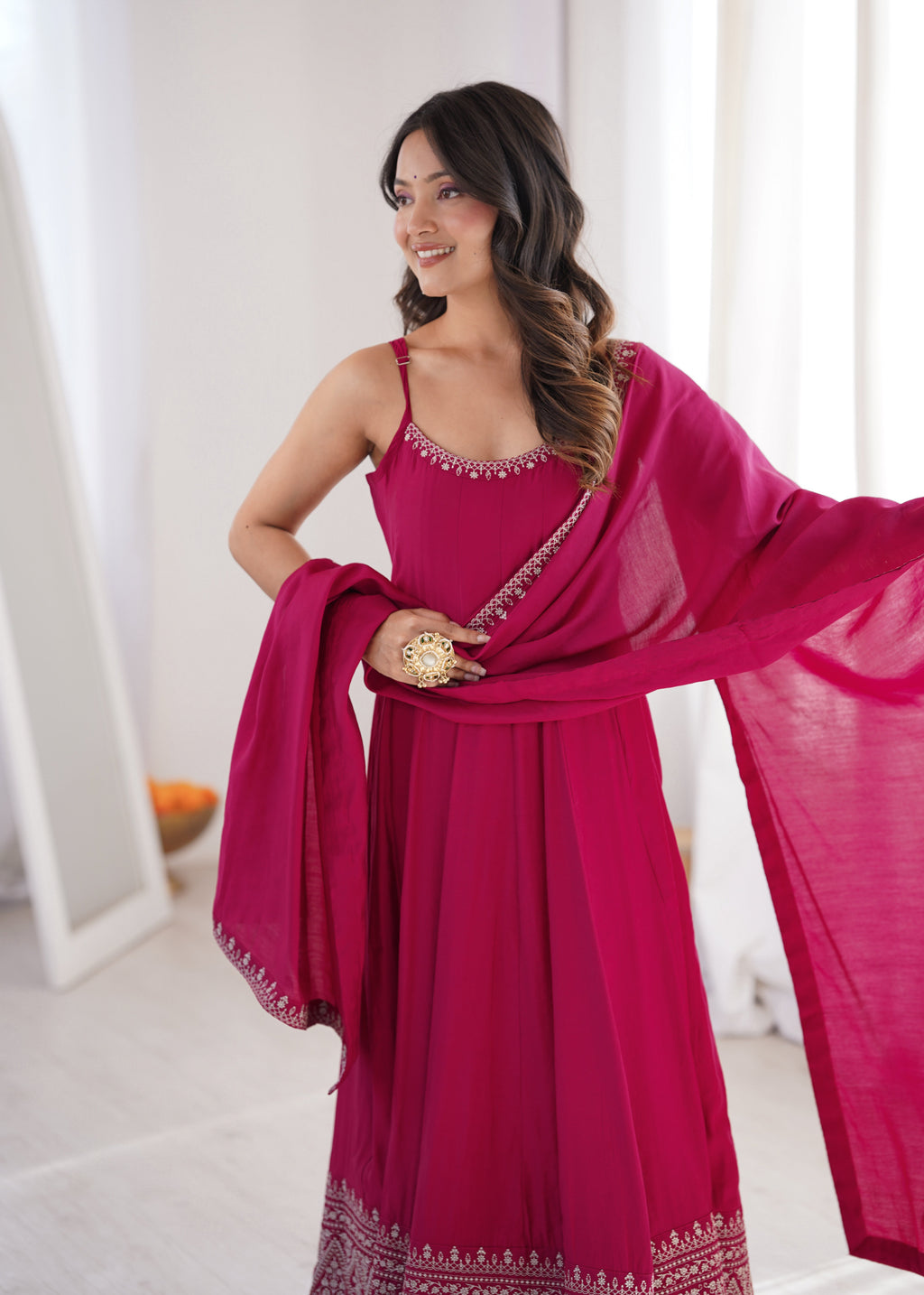 Elegant Pink Anarkali Dress for Women