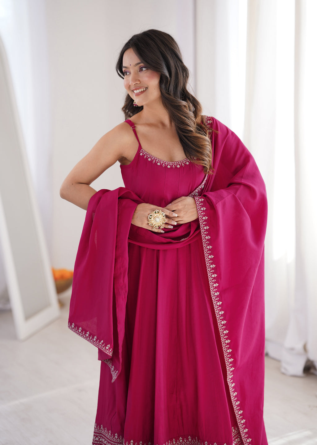 Elegant Pink Anarkali Dress for Women