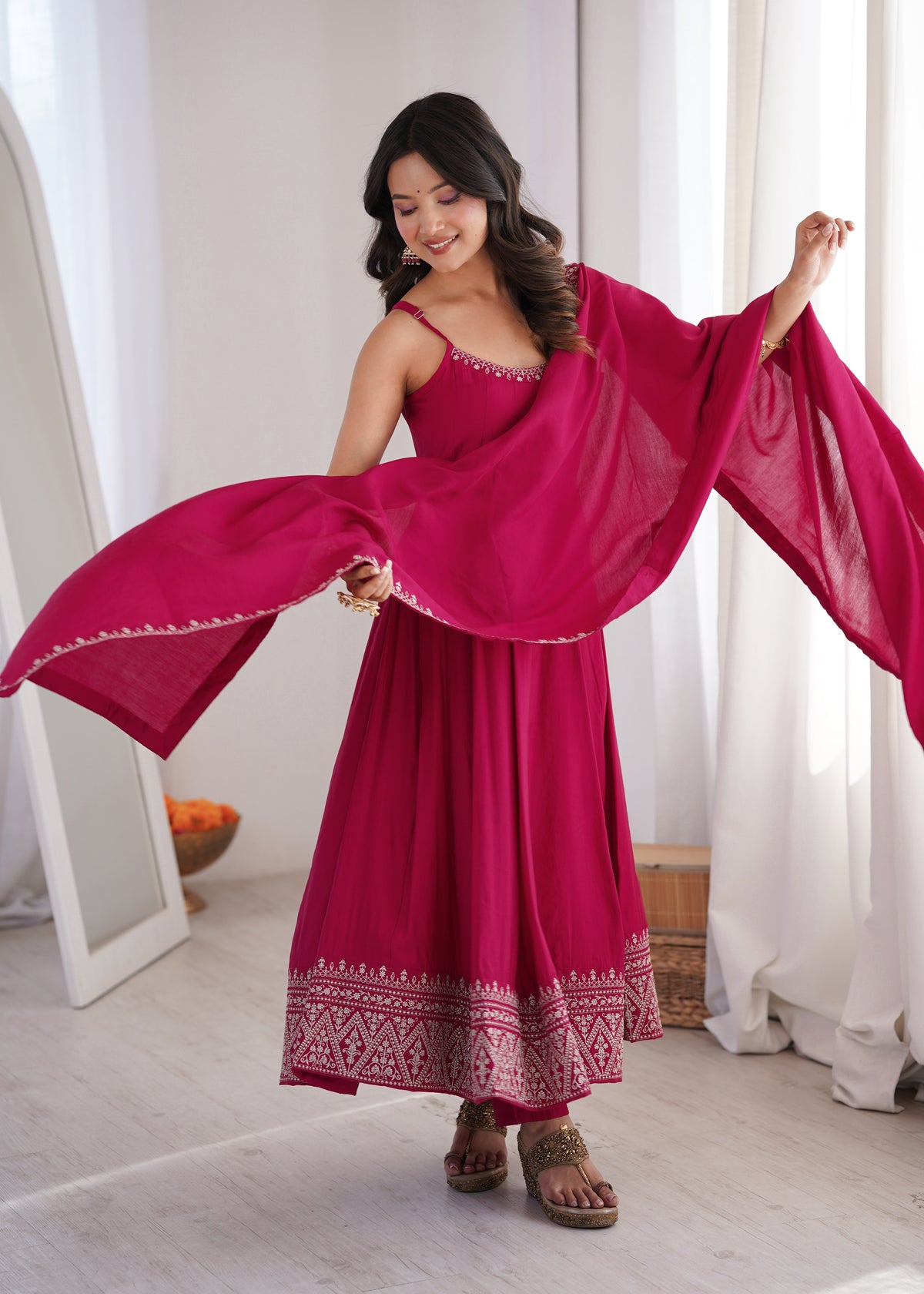 Elegant Pink Anarkali Dress for Women