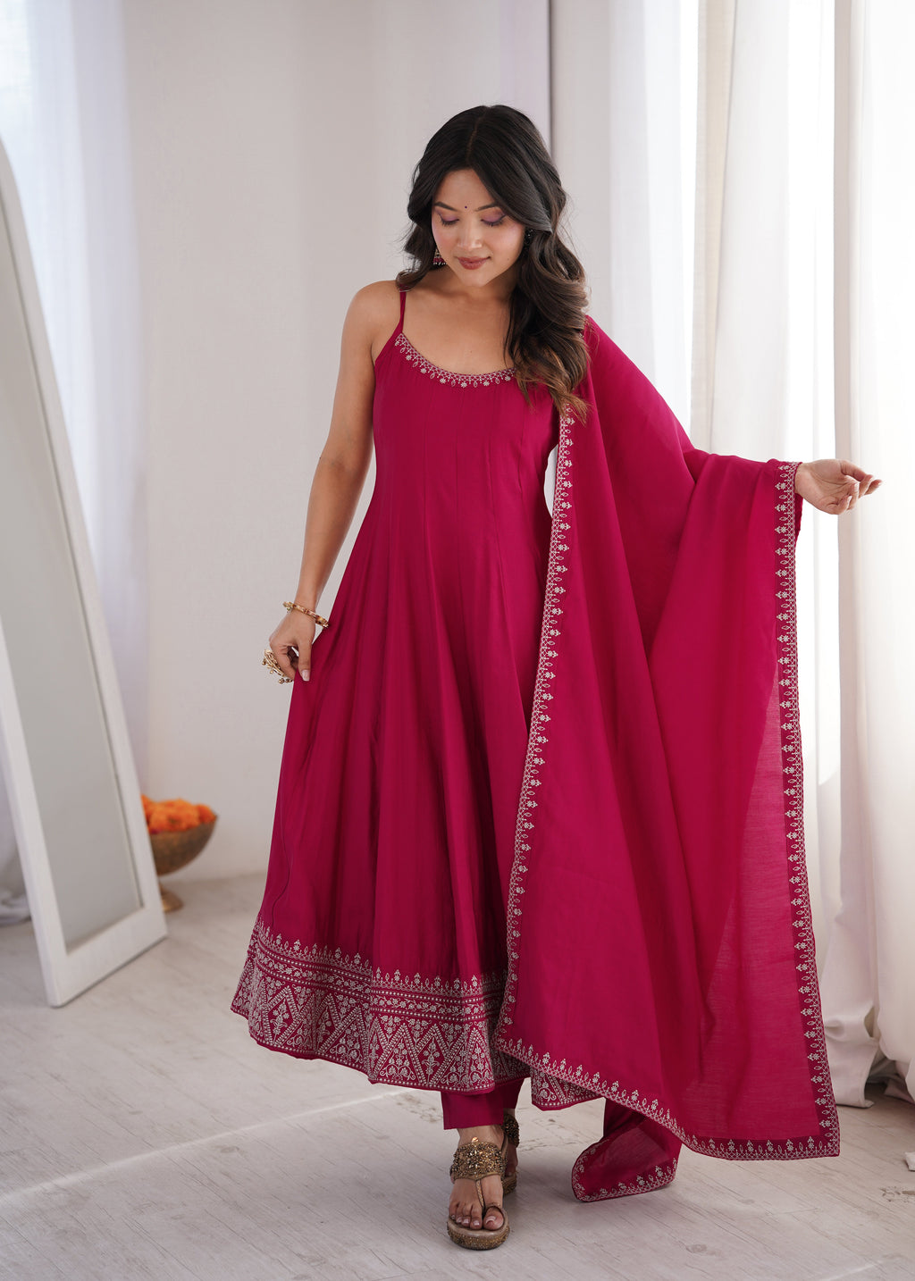 Elegant Pink Anarkali Dress for Women