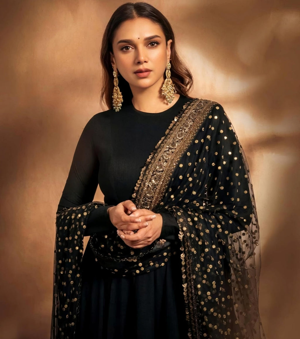 Classic Black Embroidered Anarkali Design
