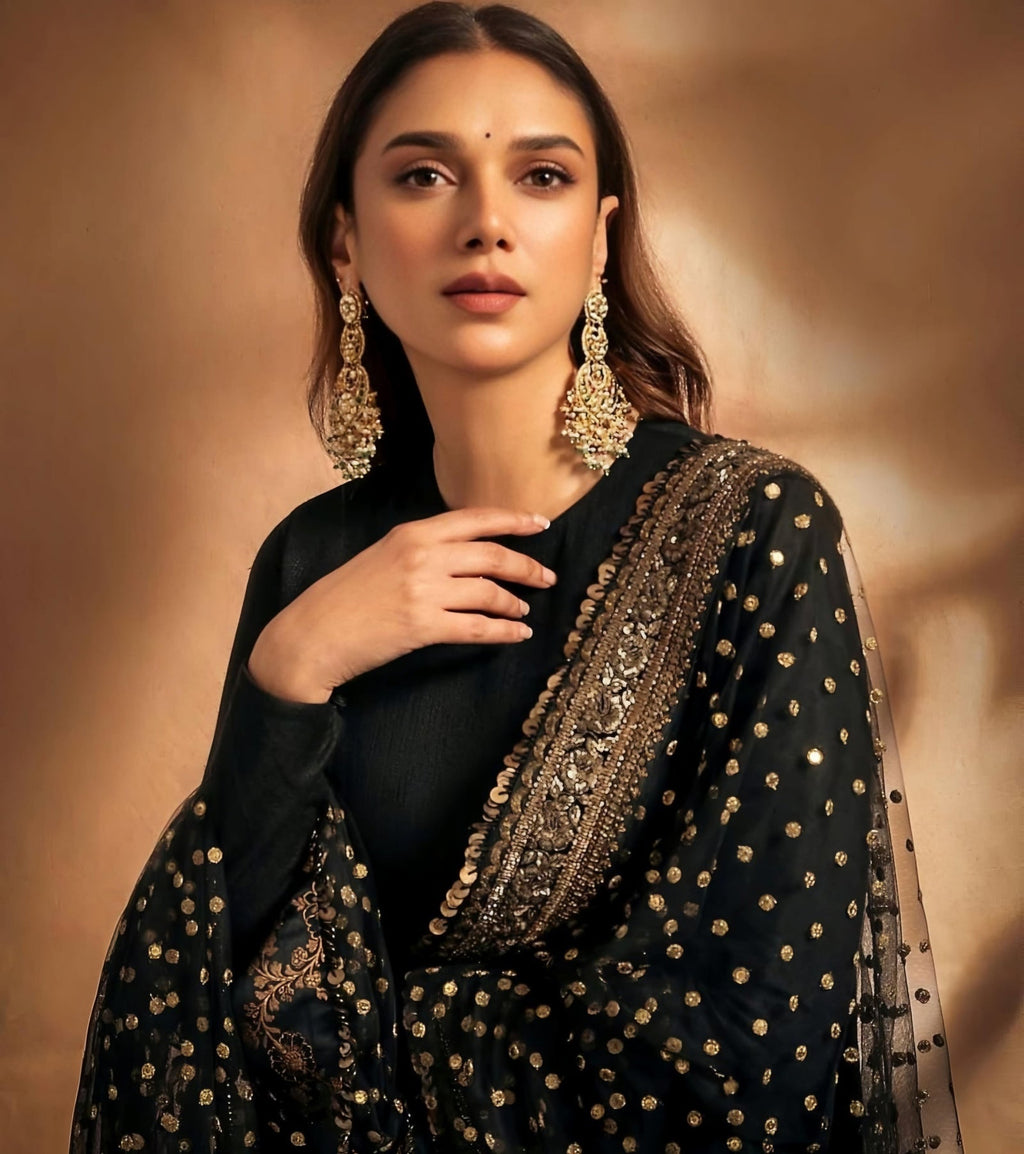 Classic Black Embroidered Anarkali Design