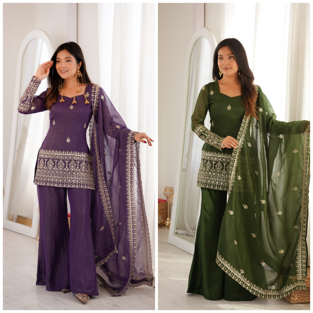 Elegance in Duality Purple and Green