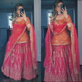 Geru and Rani pink Colour New Top Lehenga and Dupatta With Heavy Embroidery Work Set